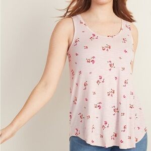 Old Navy | Luxe Pink Floral Print High-Neck Luxe Sleeveless Swing Shirt